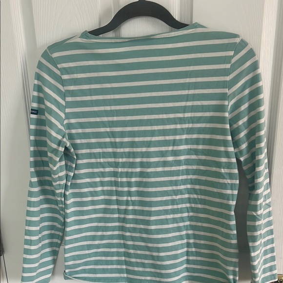 Saint James Green and White Striped Long Sleeve Shirt - Picture 11 of 16